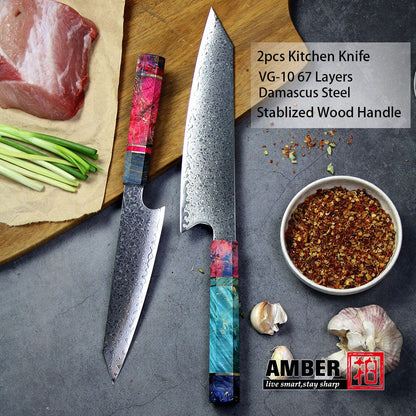 Cutting Tool Chef Santoku Utility Knife white mesh resin HD 67-Layer Damascus Steel Japanese Kiritsuke knife set for kitchen ues
