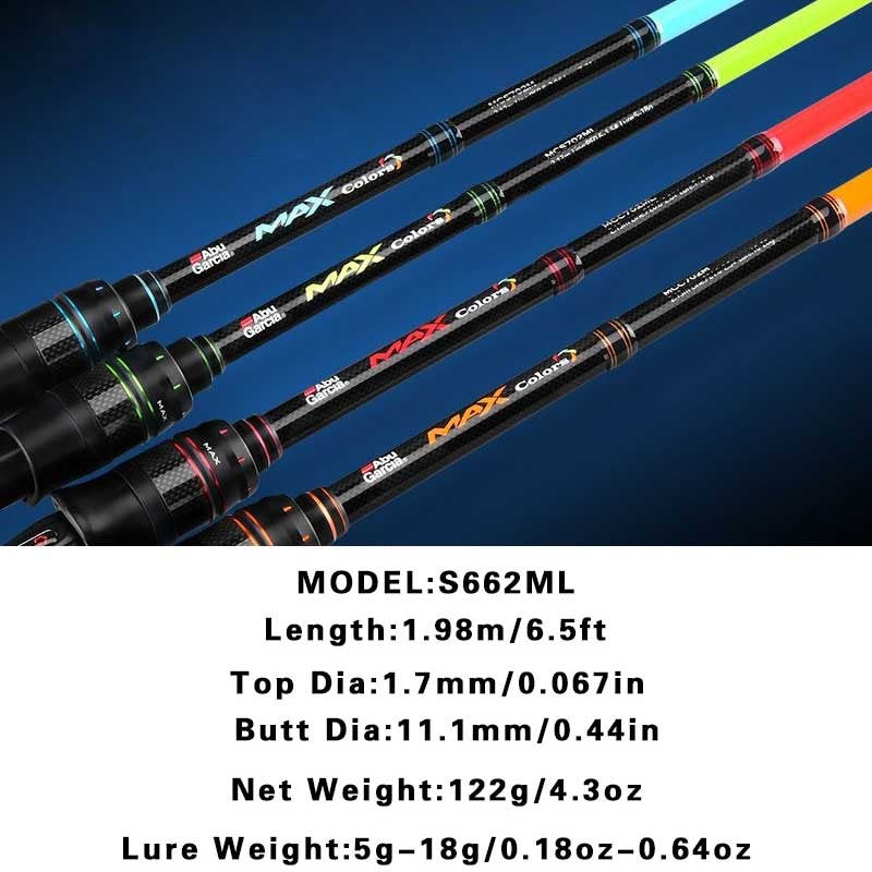 Vara de pesca Abu Garcia Rainbow original 4 cores 2 partes Vara de pesca de isca