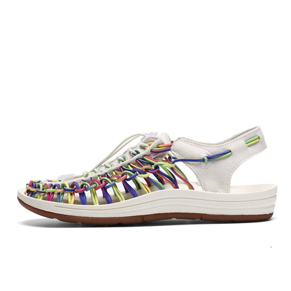 2024 New Arrival Summer Men's Shoes Breathable Beach Loafers Hand Woven Roman Sandals High Quality Men's Comfortable Flats