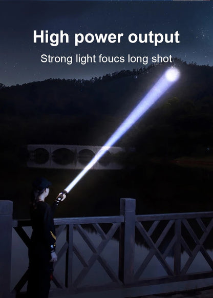 990000LM Most Powerful Flashlight Type-c Recharge 3000M Spotlight Tactical Flash Light 5000mAh High Power Led Flashlights Torch