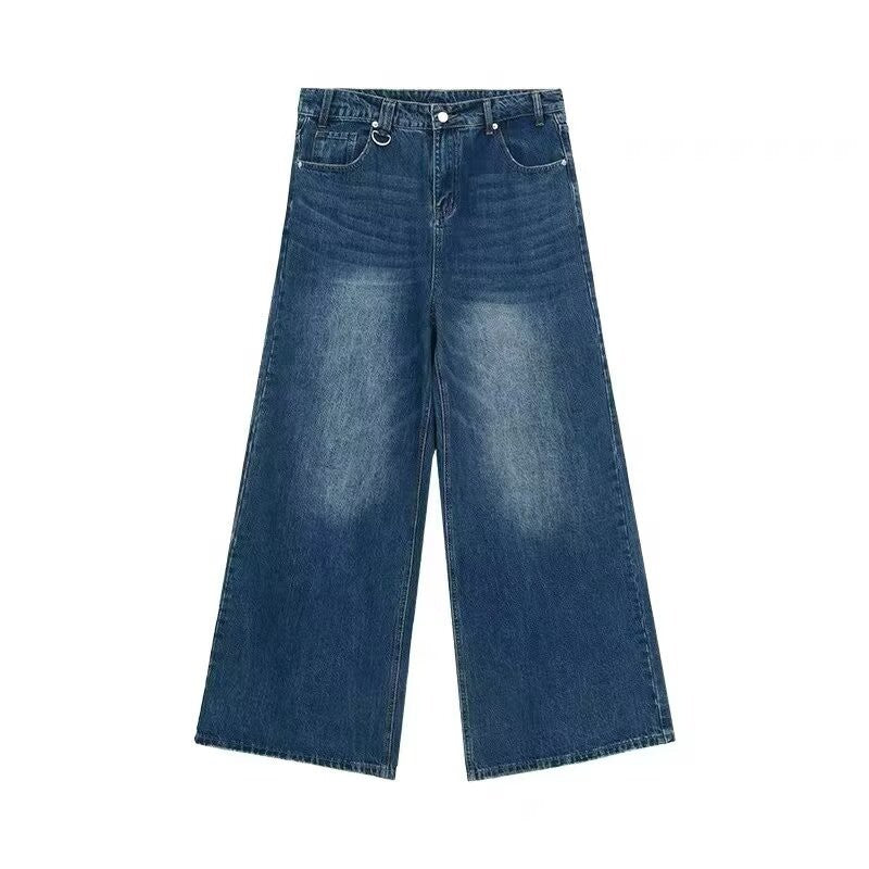 Summer Men Baggy Jeans Unisex Vintage American Style Straight Wide Leg Denim Pants Fashion Brand Hot Sale Casual Trousers