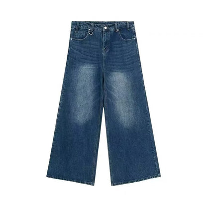 Summer Men Baggy Jeans Unisex Vintage American Style Straight Wide Leg Denim Pants Fashion Brand Hot Sale Casual Trousers