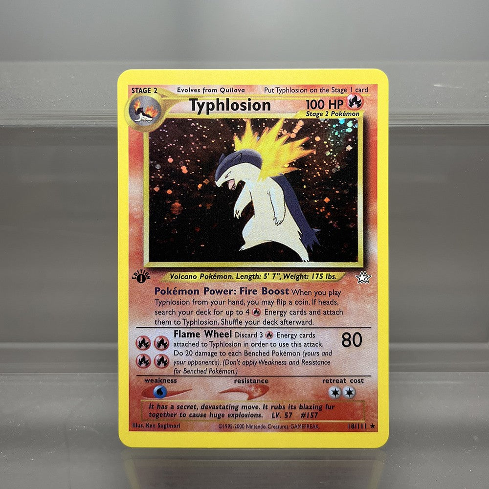 Cartas PROXY PKM Gym-Challenge/Neo-Genesis Lugia Typhlosion Rocket's Mewtwo PTCG Foil Game Collection Cards Game Toys