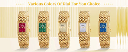BERNY Gold Watch for Women Square Ladies Quartz Wristwatches Stainless Steel Women Small Gold Watch Luxury Casual Fashion Watch