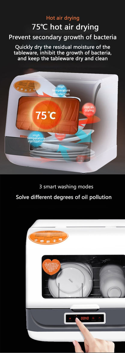8L Portable Countertop Mini Dishwasher ,4 Washing Programs, Air-Dry Function and LED Light for Small Apartments, Dorms and RVs