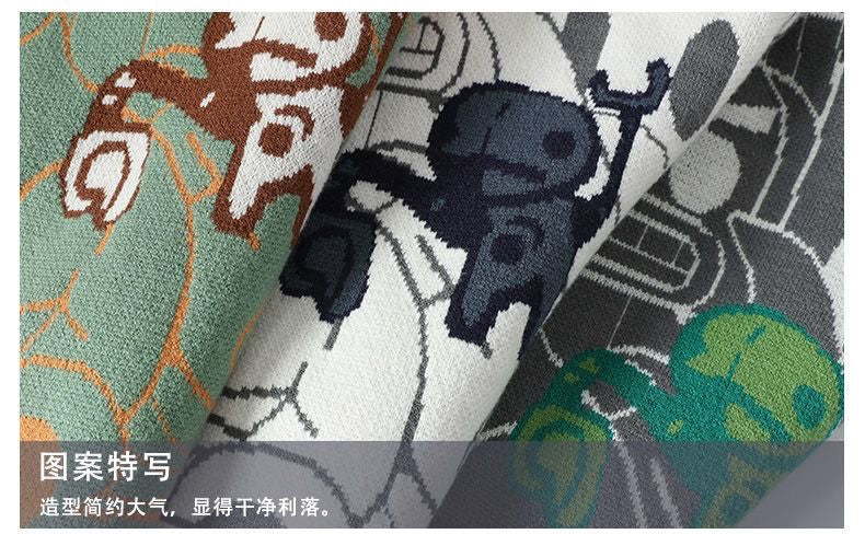 Autumn and Winter High School Students' Trendy Versatile Thick Bottom Sweater Knitted with Velvet Warm Fashion Men's Sweater