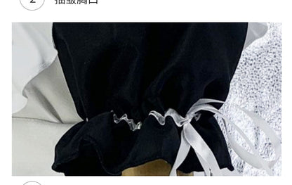 Cute Japanese Maid Outfit Sweet Lolita Cosplay Costume Black White Uniform Full Set Gothic Lace Party Halloween Stage Wear