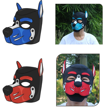 Unisex Sexy Costumes Halloween Party Pupply Play Mask Couples Games Full Face Fetish Masks Hood Latex Open Mouth DogHeadgear New