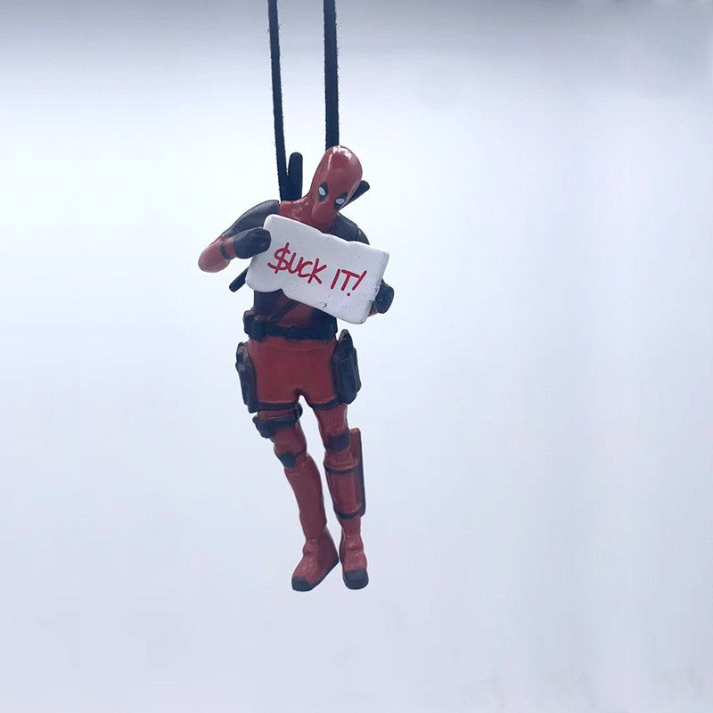 Deadpool Action Figures Ornaments Marvels Anime Car Rearview Mirror Pendant Bedroom Model Doll Hangings Decor Home Classic Toys