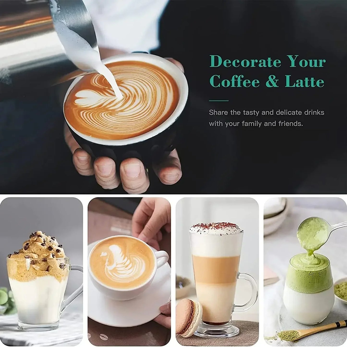 Battery powered electric milk frother, egg beater, portable milk coffee machine, cake cream maker, household kitchen mixer