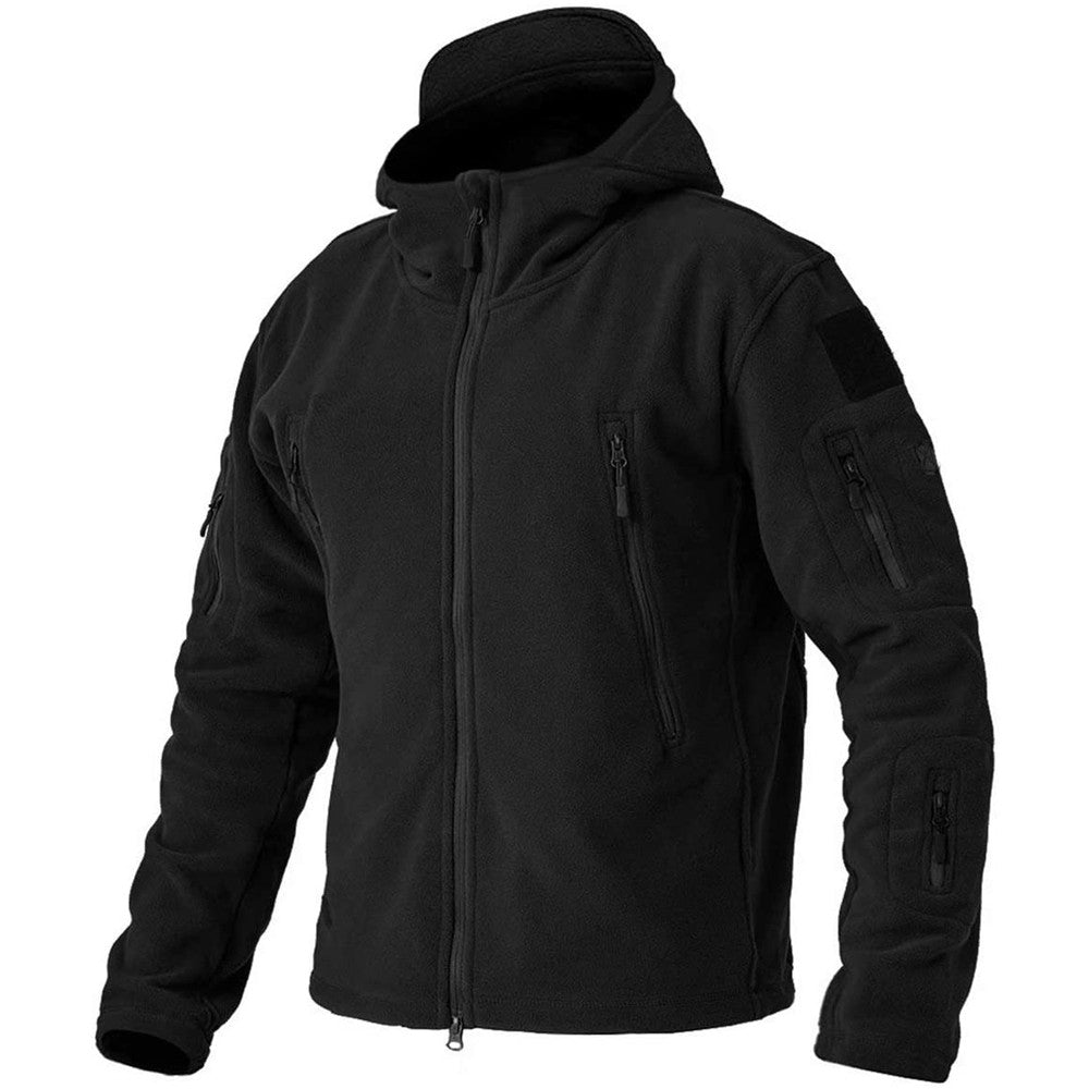 TACVASEN Winter Hooded Coats Mens Fleece Jackets Full Zip Up Multi-Pockets Fishing Hiking Climbing Outerwear Causal Parka Tops
