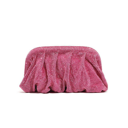 XIYUAN Shinny Ruched Rhinestone Clucth Purse Women Luxury Designer Evening Bags Fashion Party Dinner Handbag Bridal Makeup Bag