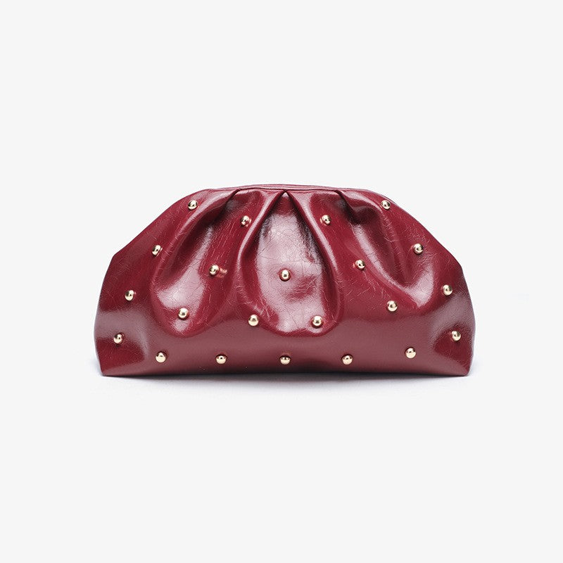 2025 Large Capacity Folded Cloud Clutches Women's Handbag Fashion Simple Multifunctional Clasp Bag Mushroom Nail Dinner Bag