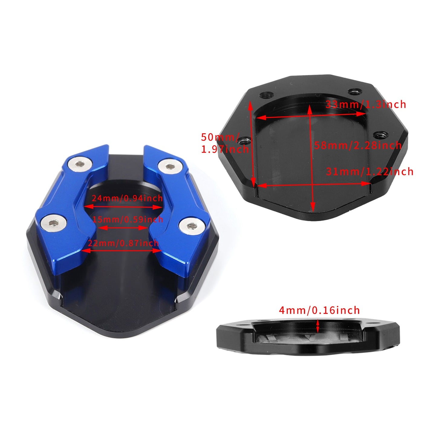 Suporte Lateral Extensor Universal para Motocicleta Scooter Bike, Placa de Apoio para Extensão do Pé, Base Alargada Antiderrapante