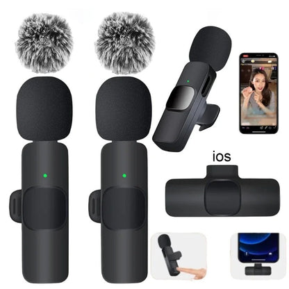 Microfone de Lapela Sem Fio Basix Gravação de Áudio Mini Microfone de Lã Substituível à Prova de Vento para iPhone 16 Gravar Vlog YouTube