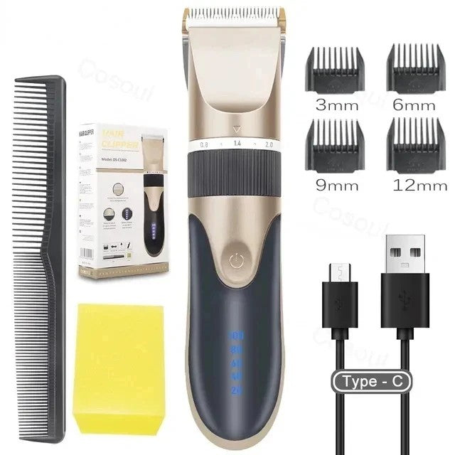 Professional Cordless Rechargeable Electric Hair Clipper - For Men, Adults & Kids, Barber-Grade Hair Trimmer & Cutter Machine