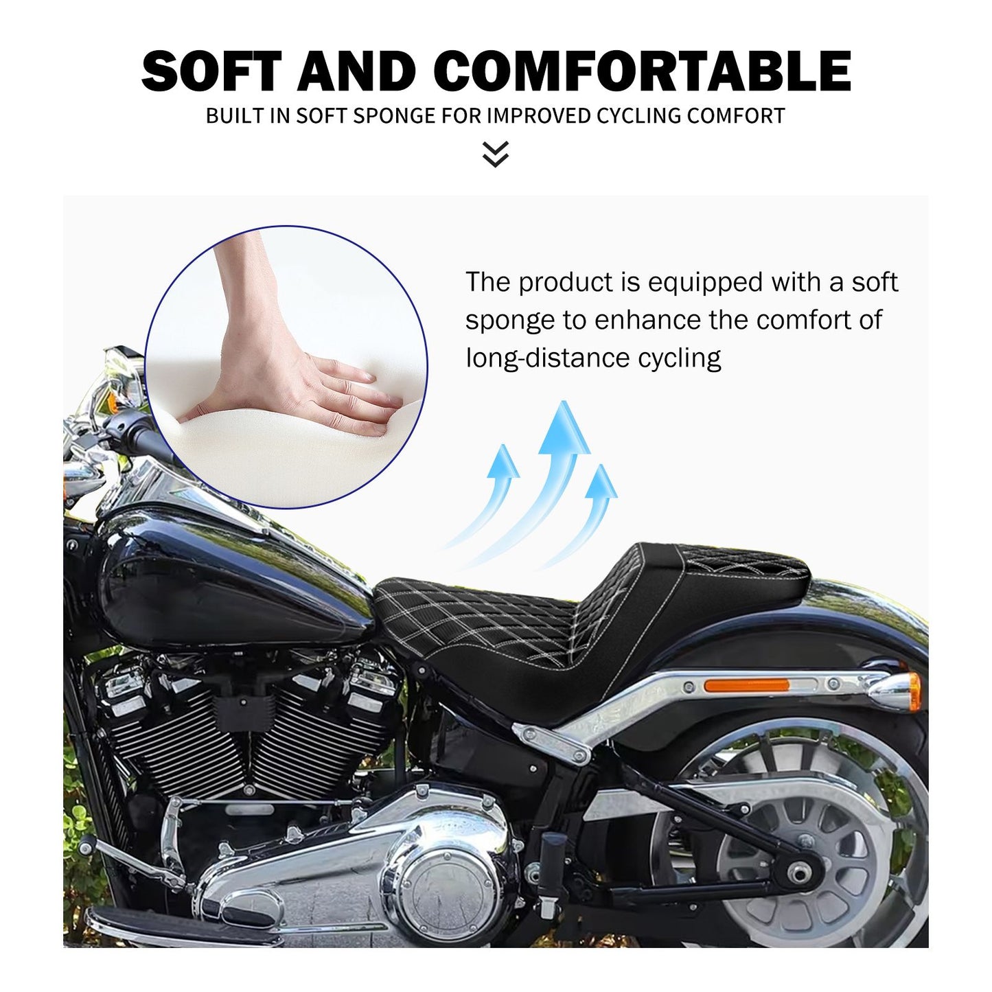 Banco do passageiro do motorista de duas pessoas da motocicleta Selim do piloto Banco dianteiro e traseiro para Harley Softail Fat Boy 2018-2025 Breakout FXBR 2023-25