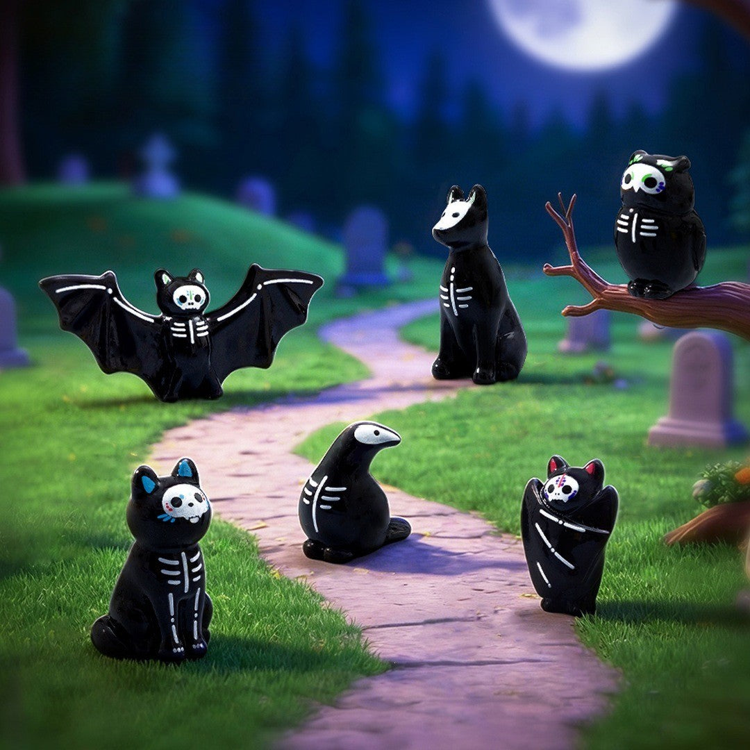 10-100pcs Halloween Mini Funny Ghost Owl Bat Figurine Desktop Decoration DIY Accessories Resin Micro Landscape Home Decorations