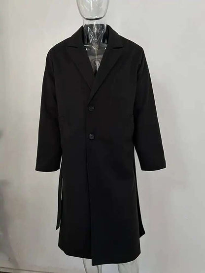 IEFB Korean Style Men's Fashion Tide Woolen Coat Single Breasted Overcoat 2025 Autumn New Stylish Trench Casual Loose Fit 9D1655