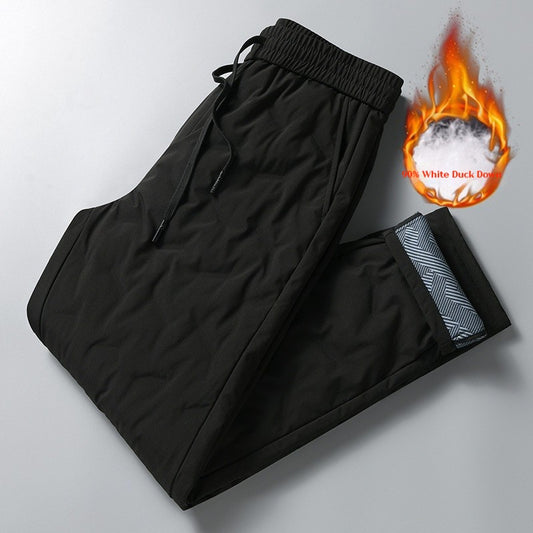 Mens Winter Pants New Thermal Trousers 90 White Duck Down Feather Warm Father Thickened Windproof Outdoor