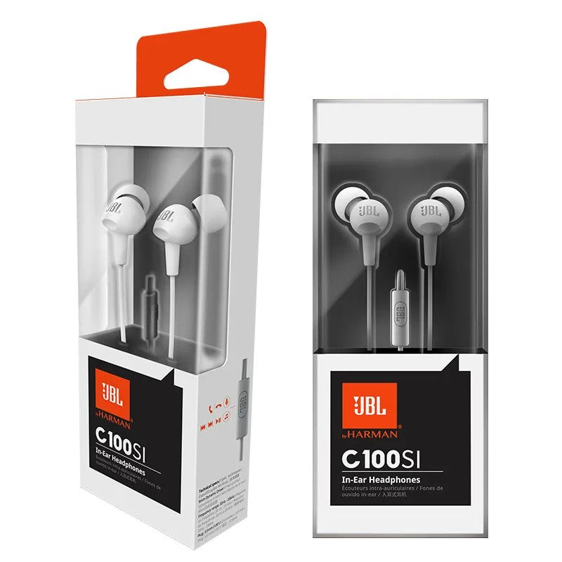 Fone de ouvido intra-auricular com fio JBL C100SI, estéreo para aulas on-line, jogos, com microfone para chamadas, arejado, para uso em laptop e reuniões
