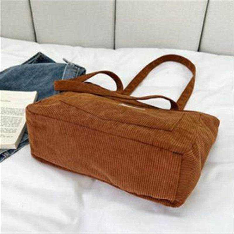 Women's Corduroy Shoulder Tote Bag, Casual Large Capacity Fashion Handbag for Going Out, Purses and Handbags Designer Bag