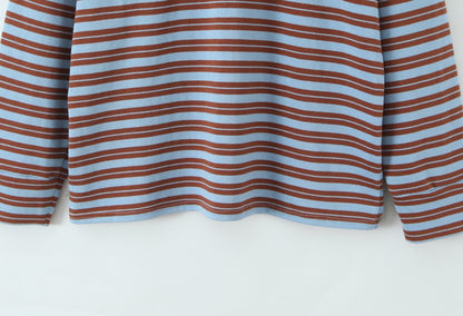 Autumn New Striped Loose Polo Collar Women Tops Fashion Vintage Patchwork Long Sleeve T Shirt Streetwear Women Basic Tops