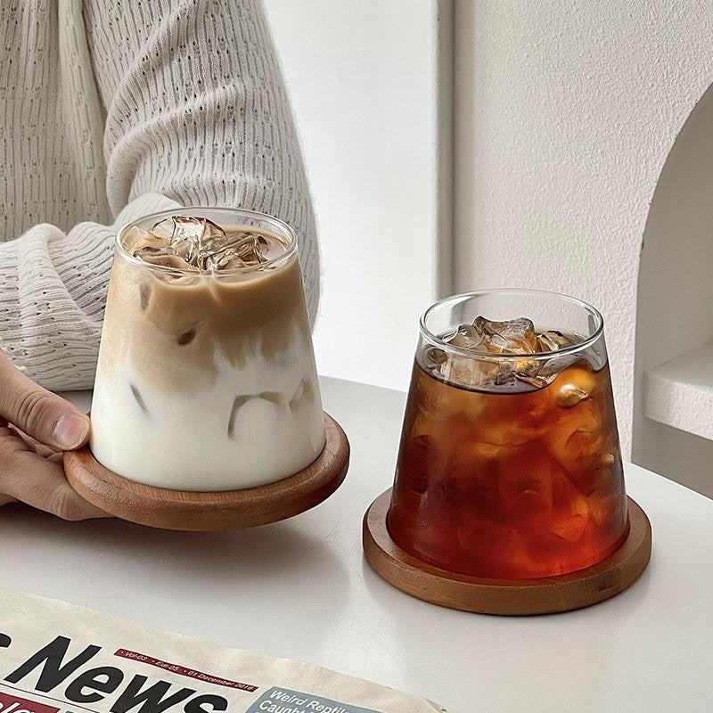 2/4 canecas de vidro copos de café gelado 300ml canecas de vidro acessórios de cozinha 350ml canecas para chá com leite suco garrafa de vidro para bebidas