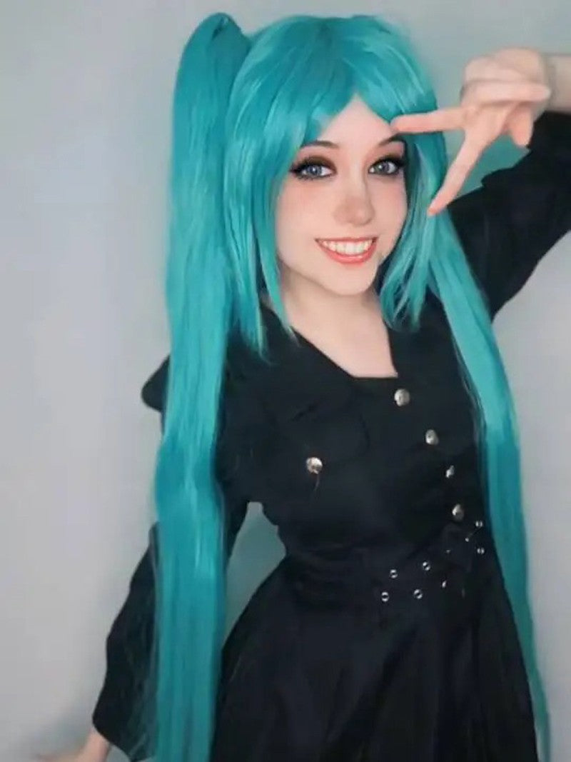 HAIRJOY Cabelo Sintético VOCALOID Sakura Hatsune Miku Longas Rabos de Cavalo Peruca Verde Cosplay