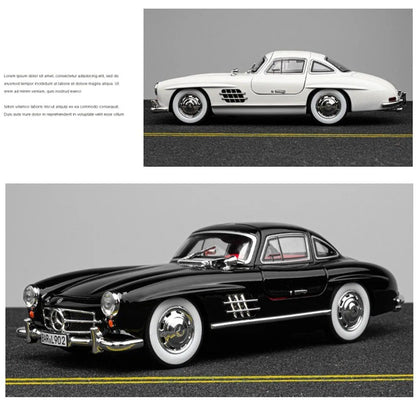 1:24 300SL W140 Carro de Brinquedo Modelo de Liga Fundido com Luz e Som, Carroceria Aberta, Modelos em Miniatura, Brinquedos Clássicos de Presente para Meninos