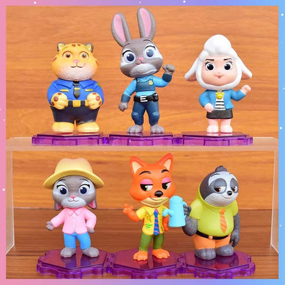 6pc/Set Zootopia Action Figure Judy Nick Disney Cartoon Cute Model Toy Kawaii Collection Doll Desktop Ornament Decoration Gift