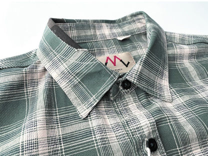 2025 Summer New American Retro Short Sleeve Lapel Plaid Cargo Shirt Men's Simple 100% Cotton Washed Single Pocket Casual Blouses