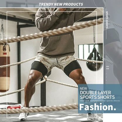 2025 Summer Running Shorts Men 2 in 1 Sports Jogging Fitness Shorts Training Quick Dry Mens Gym Men Shorts Sport gym Short Pants
