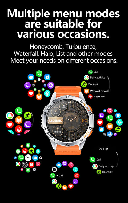 Smartwatch LIGE Novo para Esportes ao Ar Livre com GPS, Bússola, Tela AMOLED de 1.43", Bateria de 530mAh, Monitor Cardíaco, Chamadas Bluetooth e À Prova D'Água