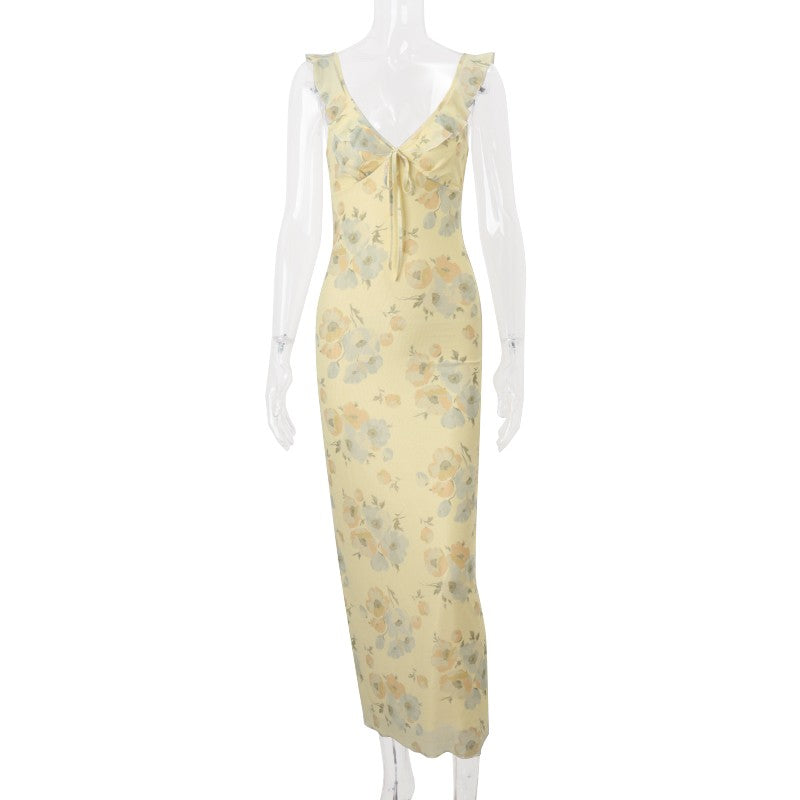 WhereMery Fashion Women Floral Printed Maxi Dresses Sexy Lady Off Shoulder Backl