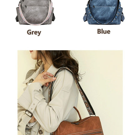 2025 New Women's PU Leather Waterproof Anti-theft Fashion Large Capacity Business Travel College Laptop Backpack Shoulder Bag