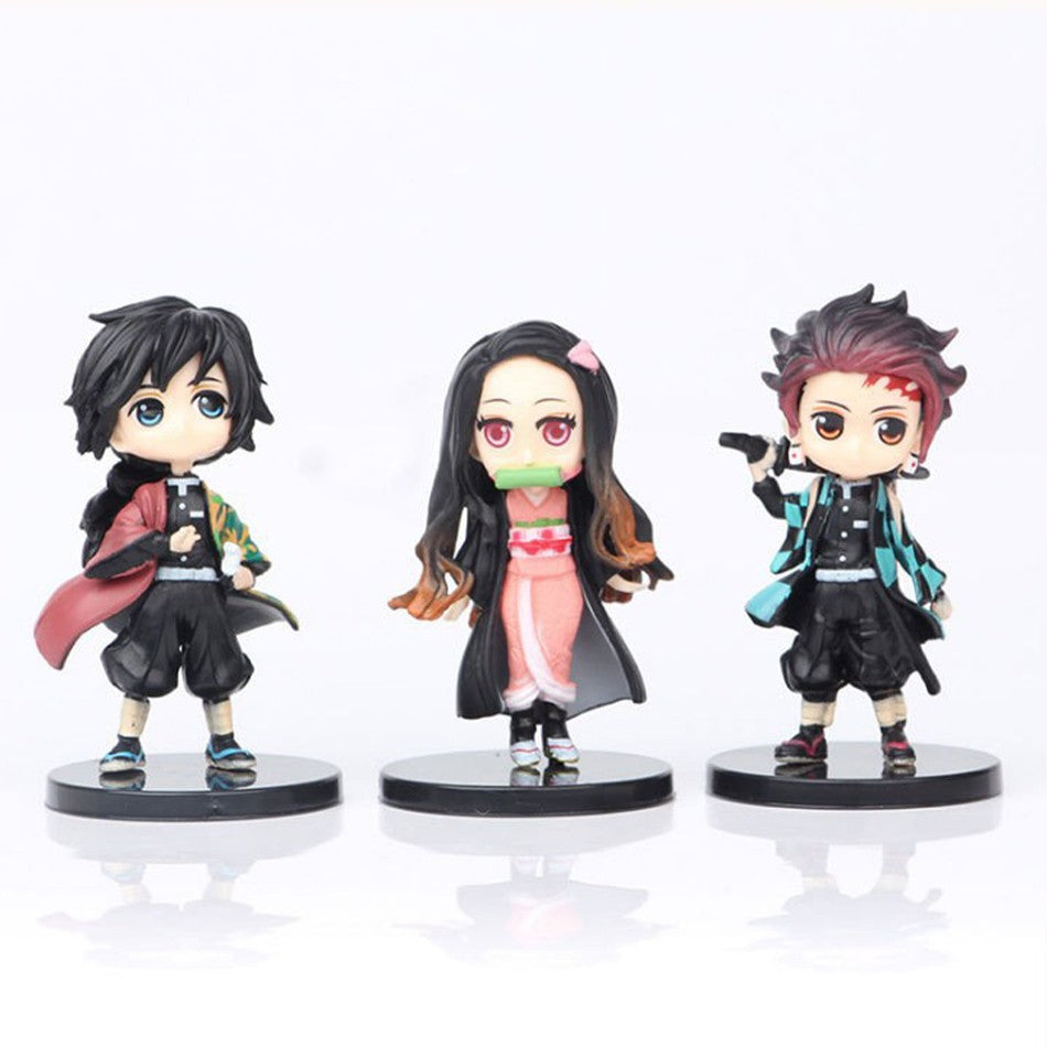 Conjunto 12 Peças Kimetsu No Yaiba Mini Bonecos PVC Q Posket Figura Demon Slayer Decoração de Mesa