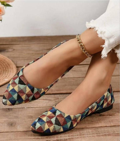 Women's Shoes Loafers Ballet Flats Pointed Toe Barefoot Slip-on Casual Flat Heel Comfortable Random Pattern Woman Shoe Size 43