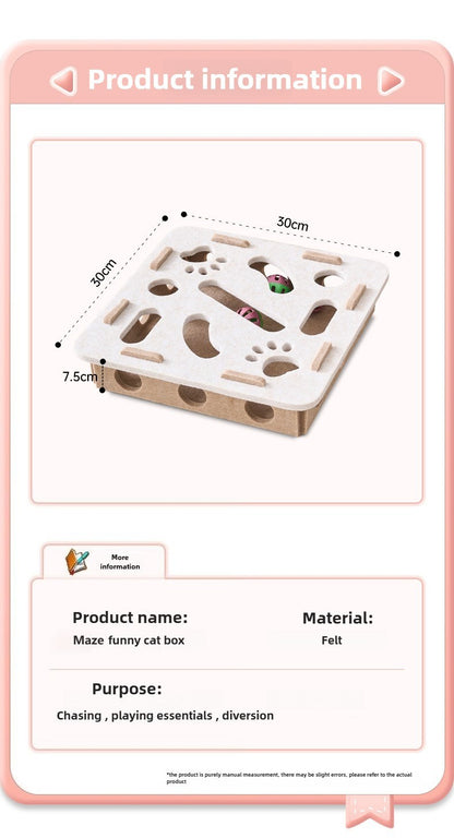 Bolas com sino para gato Cave buraco caixa divertida de feltro com labirinto interativo para gatos Ferramenta autoexcitável para gatinhos quebra-cabeça para provocar o gato