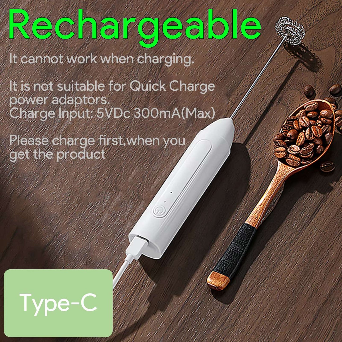 Handheld milk frother, 3-speed electric egg beater, charging portable beverage jam milk coffee machine, household kitchen mixer