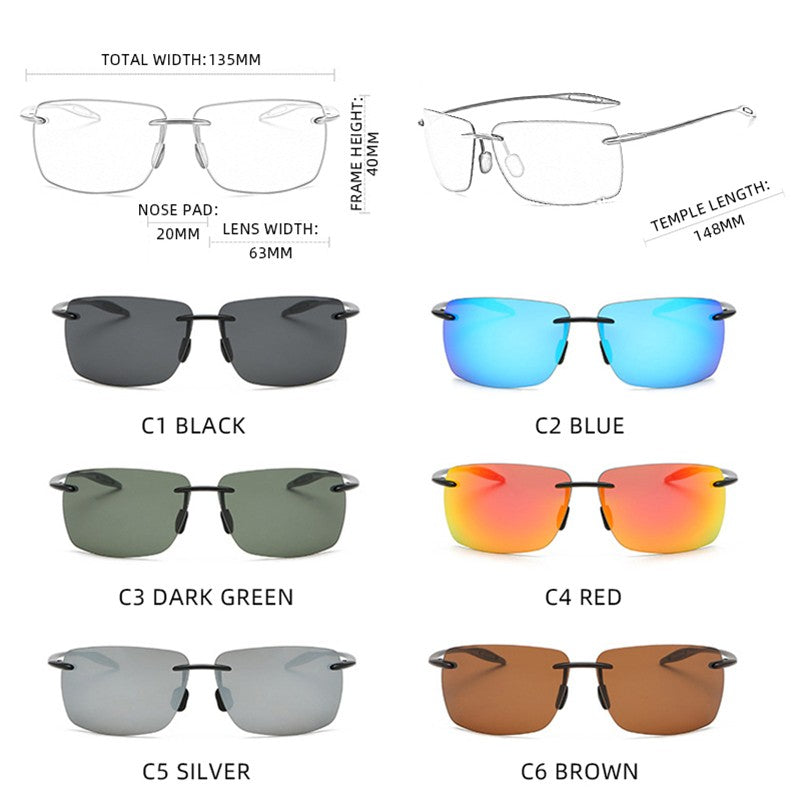 Óculos de Sol TR90 Ultraleves Masculino Feminino Sem Aro Driver Óculos de Sol para Dirigir Moda ao Ar Livre Pesca Caminhada Corrida Esportes