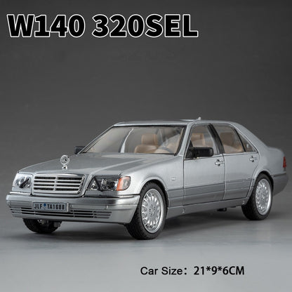 1:24 W140 300SL Toys Alloy Miniature Car Diecast Model Doors Opened Sound Light Pull Abck Rubber Tires Vehice Kid Christmas Gift