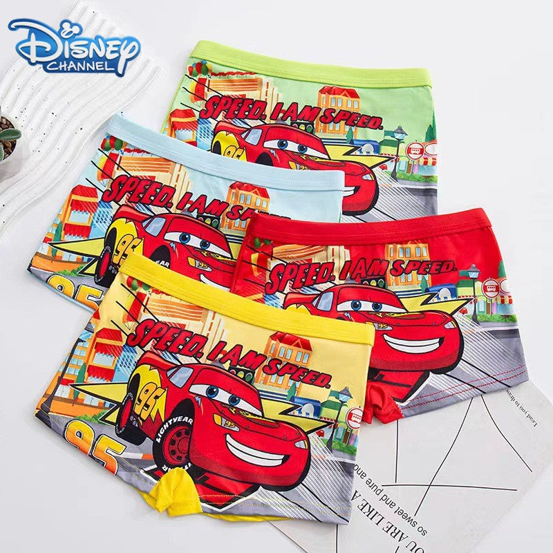 4 Peças Cuecas Infantis Disney Carros Relâmpago McQueen Cueca Cosplay Infantil Desenho Animado Algodão Cuecas Kawaii Boxer Menino Presente Infantil