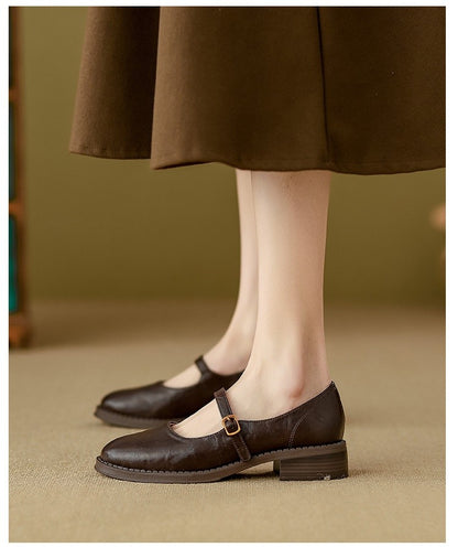 Mary Janes Women's Shoes Round Toe Flats Spring and Autumn New Fashion Buckle Strap Shallow Mouth Low Heels Loafers Women Flats