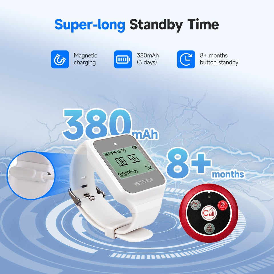 Retekess Wireless Calling System Restaurant Pager TD108 Waterproof Watch Receiver T117 Waiter Call Buttons For Hookah Cafe Bar
