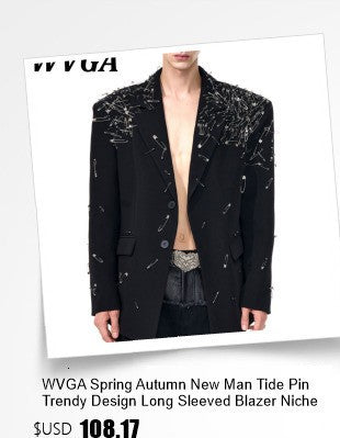 WVGA Autumn Winter New Man Tide Destroyed Metal Punk Rivet Chain Rock Suit Coat Niche Chic Casual Long Sleeved Blazer Ins W14182
