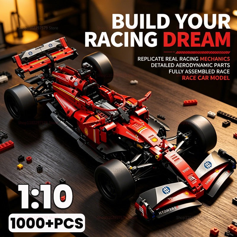 2026 NEW Technical Super Sports Car 1200Pcs RedBlue Racing Car Building Blocks MOC DIY Assembly Model Set Toy Gift for Boy Decor