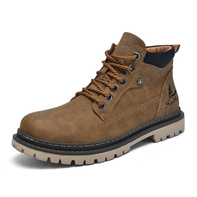 Botas Masculinas Feitas à Mão, Botas de Tornozelo de Inverno em Couro, Sapatos de Outono para Caminhada ao Ar Livre, Tênis, Botas Masculinas de Cano Alto, Calçados Antiderrapantes