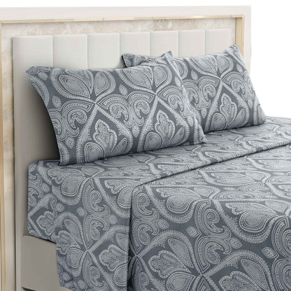 Lux Decor 4-Piece Paisley Bed Sheet Set – Soft Brushed Microfiber Sheets with 16" Deep Pockets – Wrinkle-Resistant Bedding