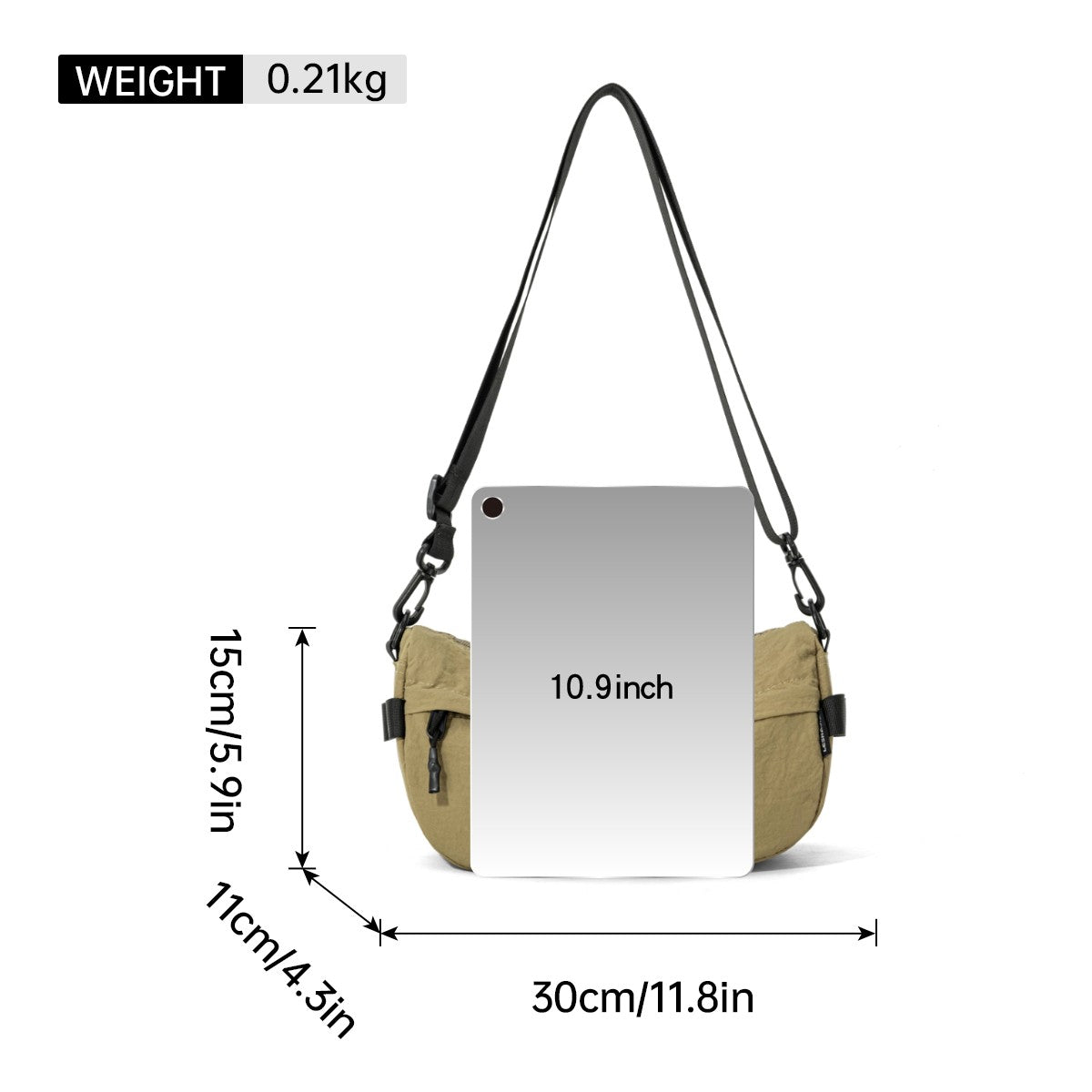 Japanese-Style Waterproof Lightweight Nylon Crossbody Bag, Lightweight Casual Multi-Pocket Unisex Phone Bag, Small Square Bag, Trendy for Hiking and Shopping